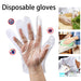 Bulk packaging of disposable clear gloves, showing multiple packs inside a larger box.