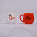 Detailed view of the King & Queen design on the couple mugs.